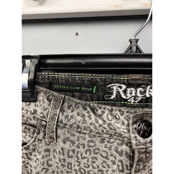 Wrangler Rock 47 Jeans Womens 11x31 Low Rise Leopard Print‎ Gray Denim Denim - Picture 5 of 8